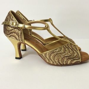 Brown & Gold Latin Flamingo Heels
